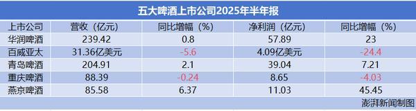 五大啤酒巨头上半年业绩分化：中高端产品支撑业绩，推新跨界动作多，发力非现饮渠道